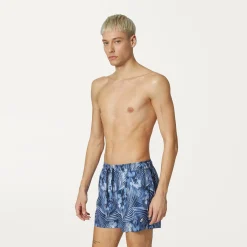 K-WAY Airy Graphic - Bathing Suits - Swimming Trunk - Man - Indigo Jungle Cheap