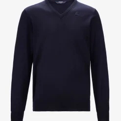 K-WAY Antoine Merino - Knitwear - Pullover - Man - Blue Depth Clearance