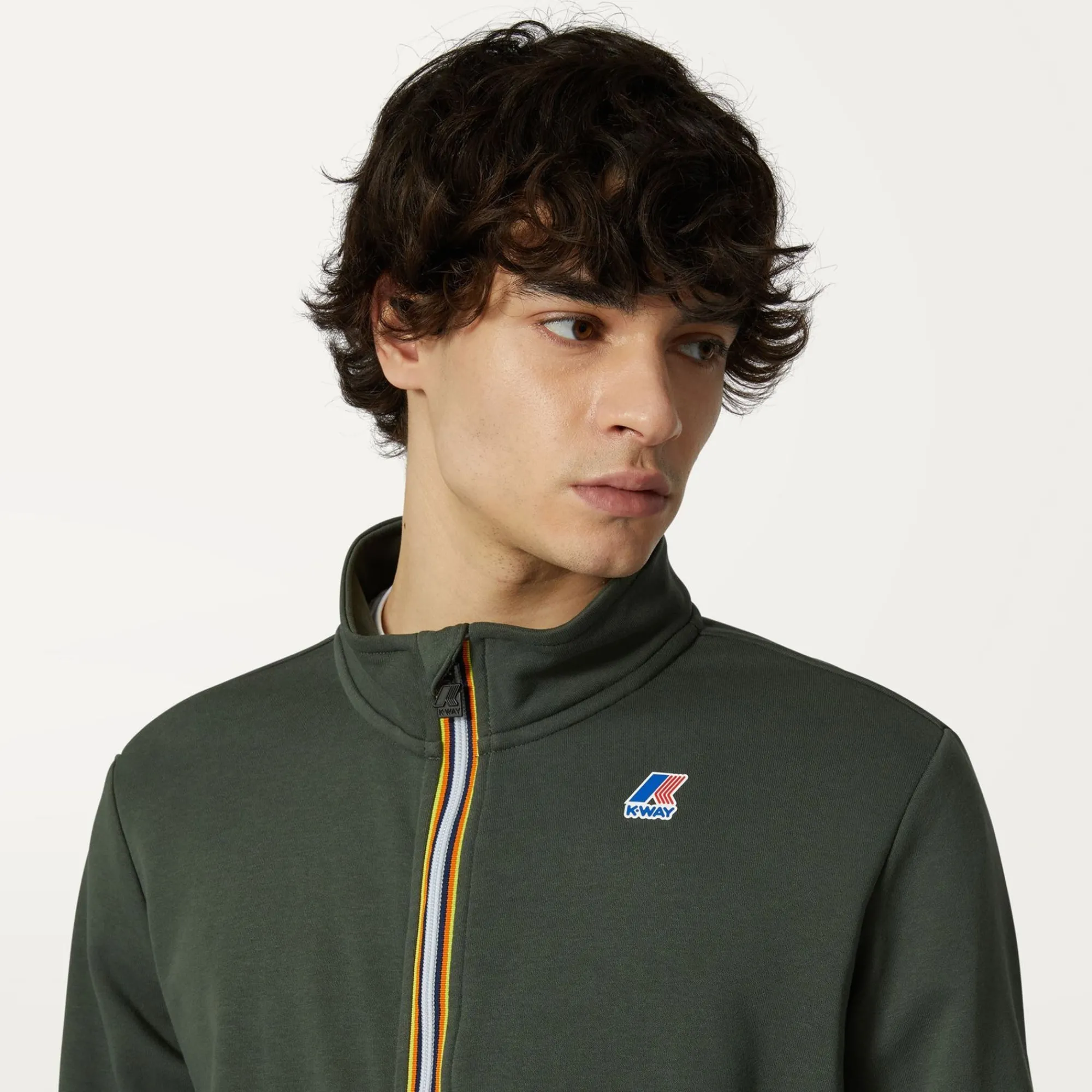 K-WAY Augur Poly Cotton - Fleece - Jacket - Unisex - Green Blackish Outlet