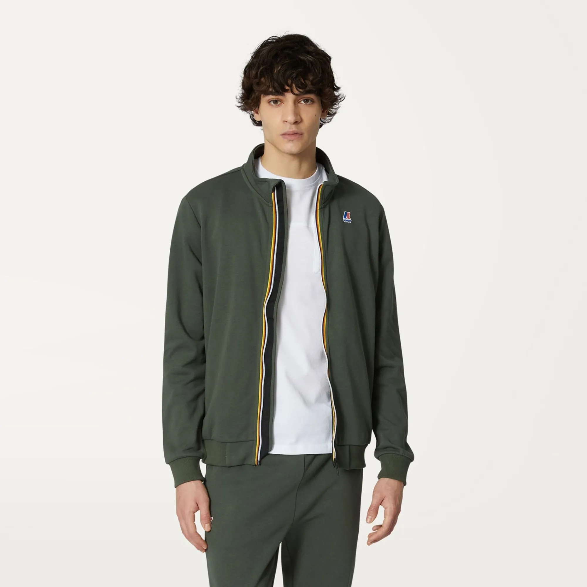 K-WAY Augur Poly Cotton - Fleece - Jacket - Unisex - Green Blackish Outlet