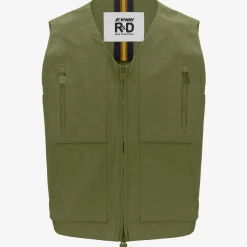 K-WAY Barnel Pockets Bonded Jersey - Jackets - Vest - Man - Green Sphagnum-Grey Online