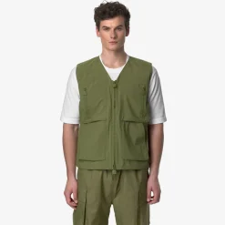 K-WAY Barnel Pockets Bonded Jersey - Jackets - Vest - Man - Green Sphagnum-Grey Online