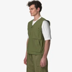 K-WAY Barnel Pockets Bonded Jersey - Jackets - Vest - Man - Green Sphagnum-Grey Online
