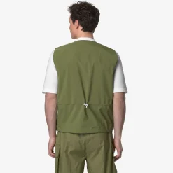 K-WAY Barnel Pockets Bonded Jersey - Jackets - Vest - Man - Green Sphagnum-Grey Online