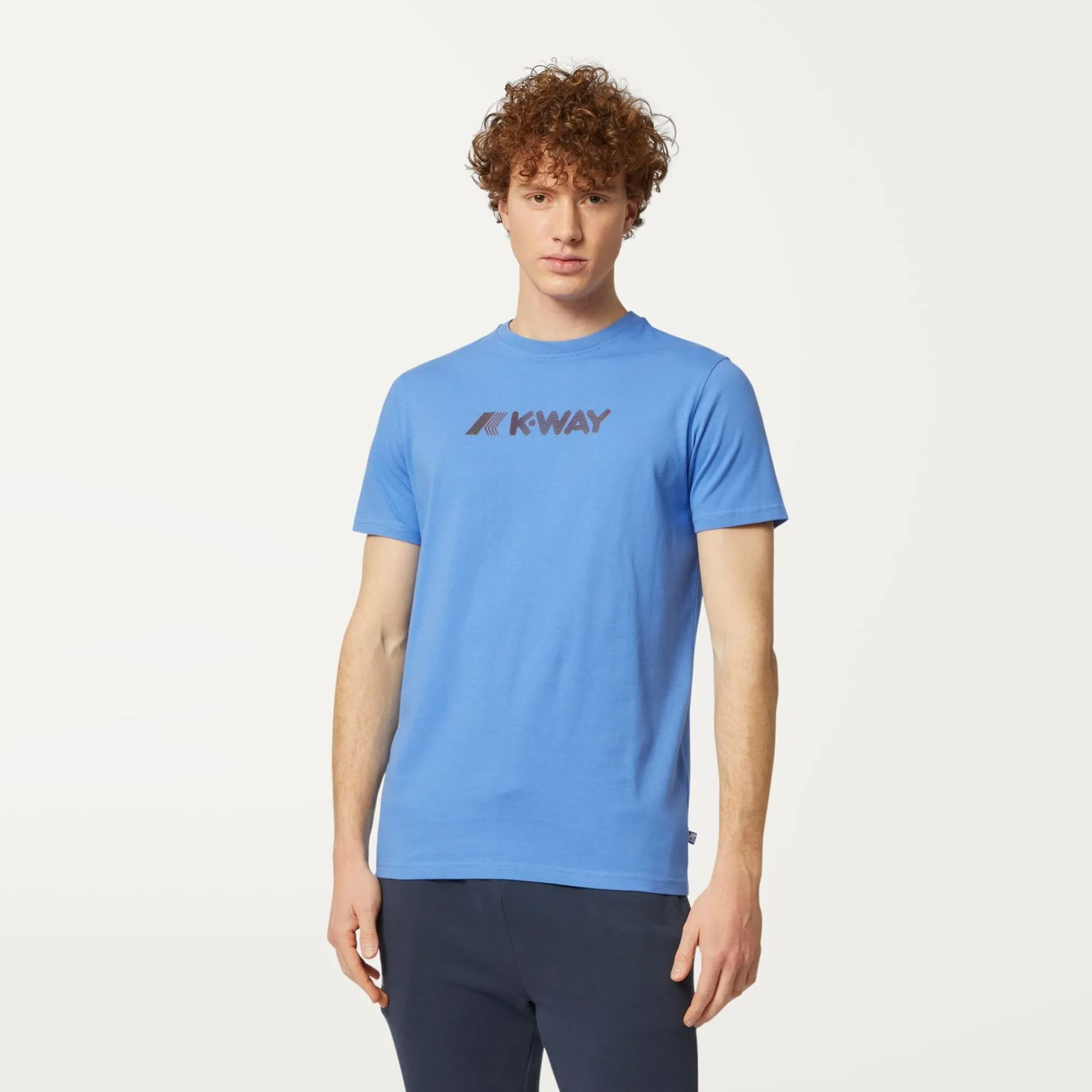 K-WAY Elliot 3D Stripes Logo - T-Shirtstop - T-Shirt - Man - Blue Ultramarine Clearance