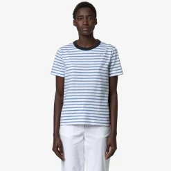 K-WAY Emeli Stripes - T-Shirtstop - T-Shirt - Woman - White-Blue A-Blue D Shop