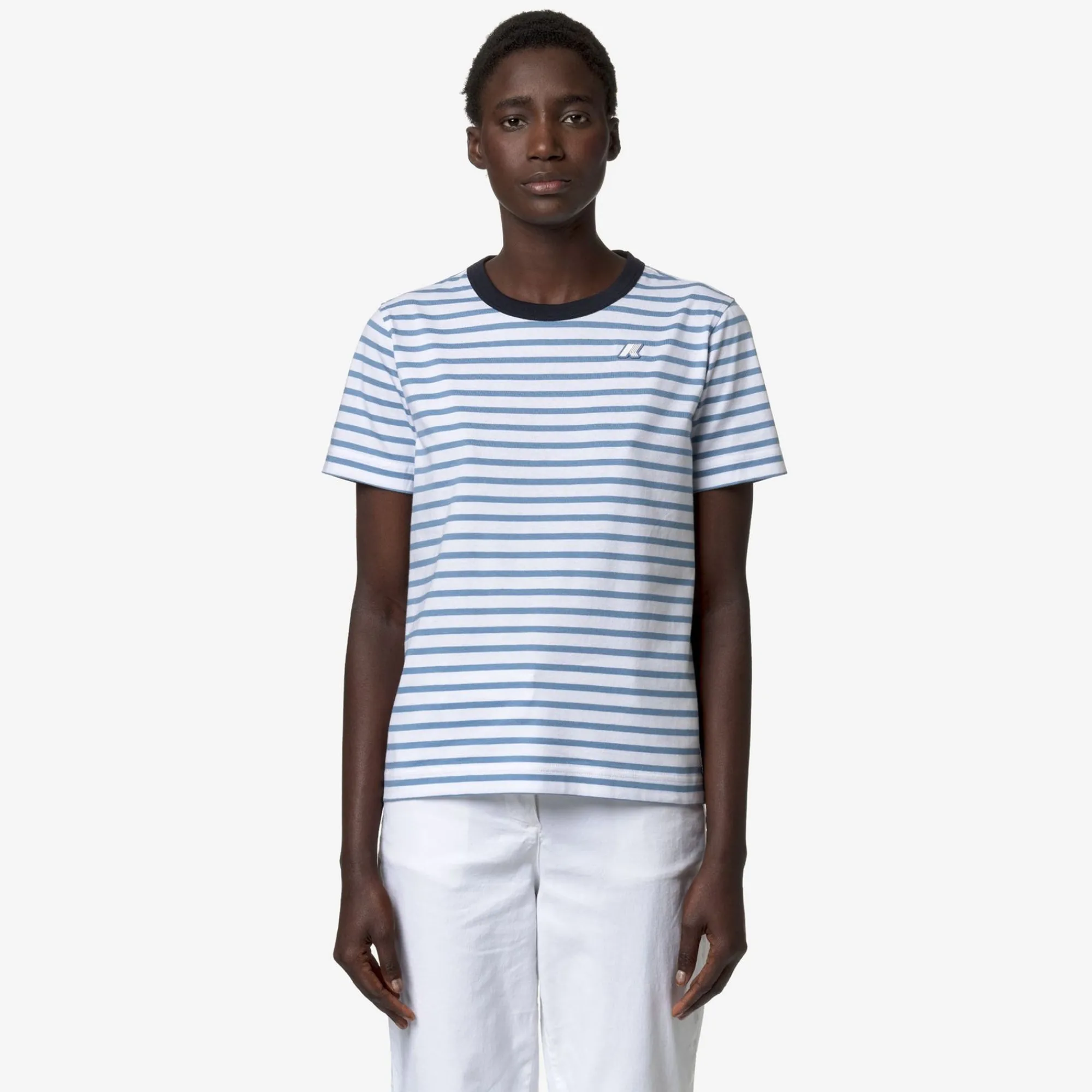 K-WAY Emeli Stripes - T-Shirtstop - T-Shirt - Woman - White-Blue A-Blue D Shop