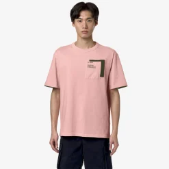 K-WAY Fantome Contrast Pockets - T-Shirtstop - T-Shirt - Man - Pink Ash-Green Cypress Best Sale