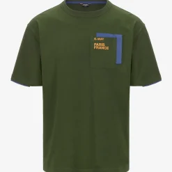 K-WAY Fantome Contrast Pockets - T-Shirtstop - T-Shirt - Man - Green Cypress-Blue Fiord-Orange Md Discount