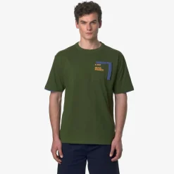 K-WAY Fantome Contrast Pockets - T-Shirtstop - T-Shirt - Man - Green Cypress-Blue Fiord-Orange Md Discount