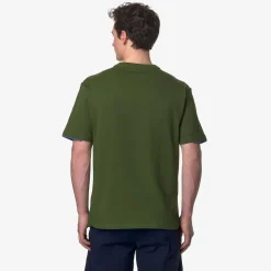 K-WAY Fantome Contrast Pockets - T-Shirtstop - T-Shirt - Man - Green Cypress-Blue Fiord-Orange Md Discount