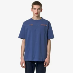 K-WAY Fantome Lettering - Pocket - T-Shirtstop - T-Shirt - Man - Blue Fiord-Orange Md Discount