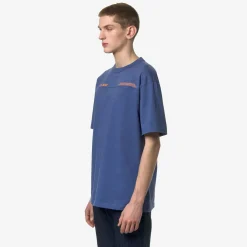 K-WAY Fantome Lettering - Pocket - T-Shirtstop - T-Shirt - Man - Blue Fiord-Orange Md Discount