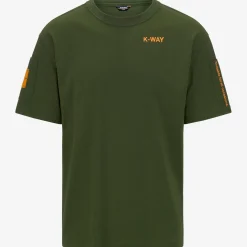 K-WAY Fantome Sleeve Pocket - T-Shirtstop - T-Shirt - Man - Green Cypress-Orange Md Best Sale