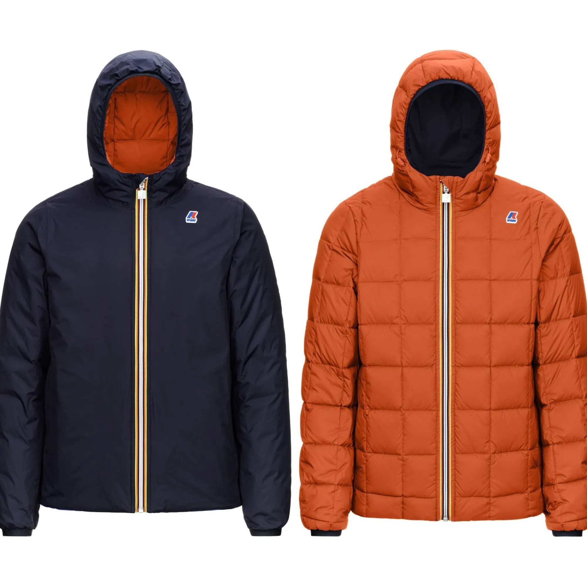 K-WAY Jacques Thermo Plus.2 Reversible - Jackets - Short - Man - Blue Depth-Orange Rust New
