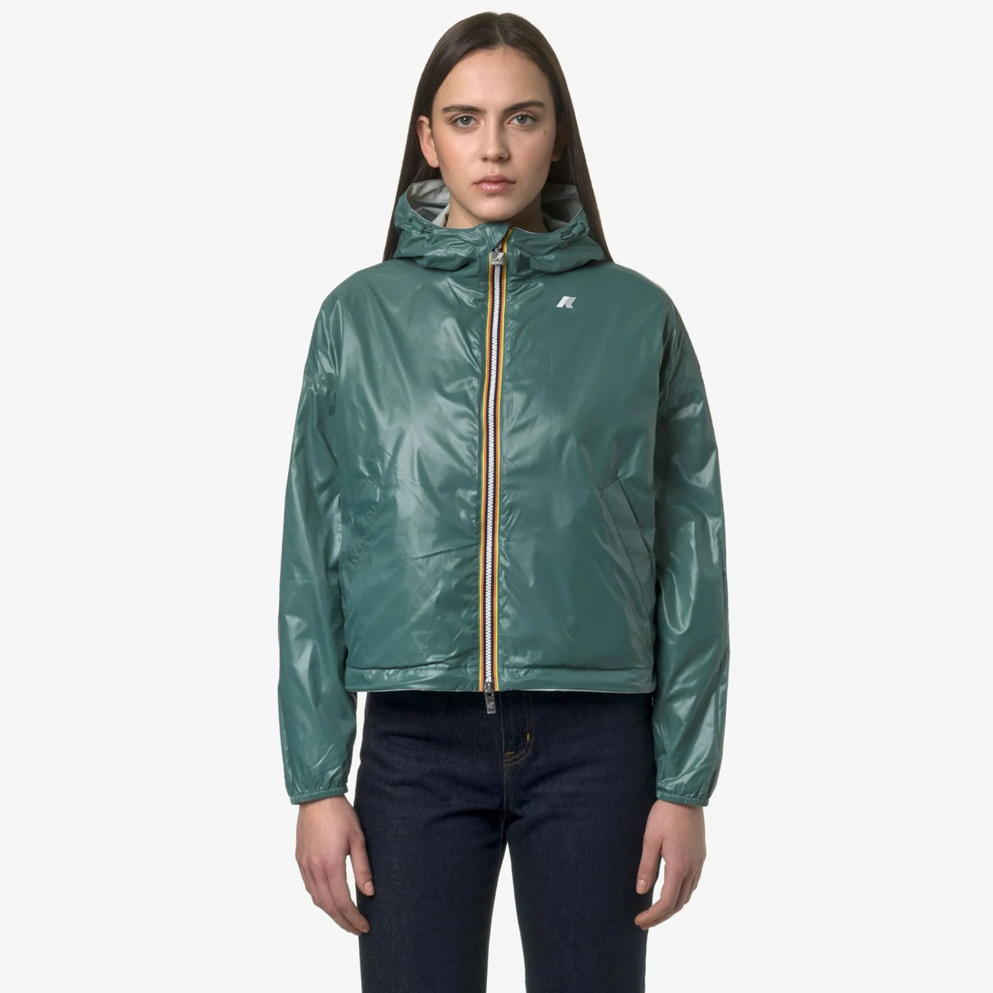 K-WAY Laurette Plus.2 Reversible - Jackets - Short - Woman - Grey S-Green P Sale