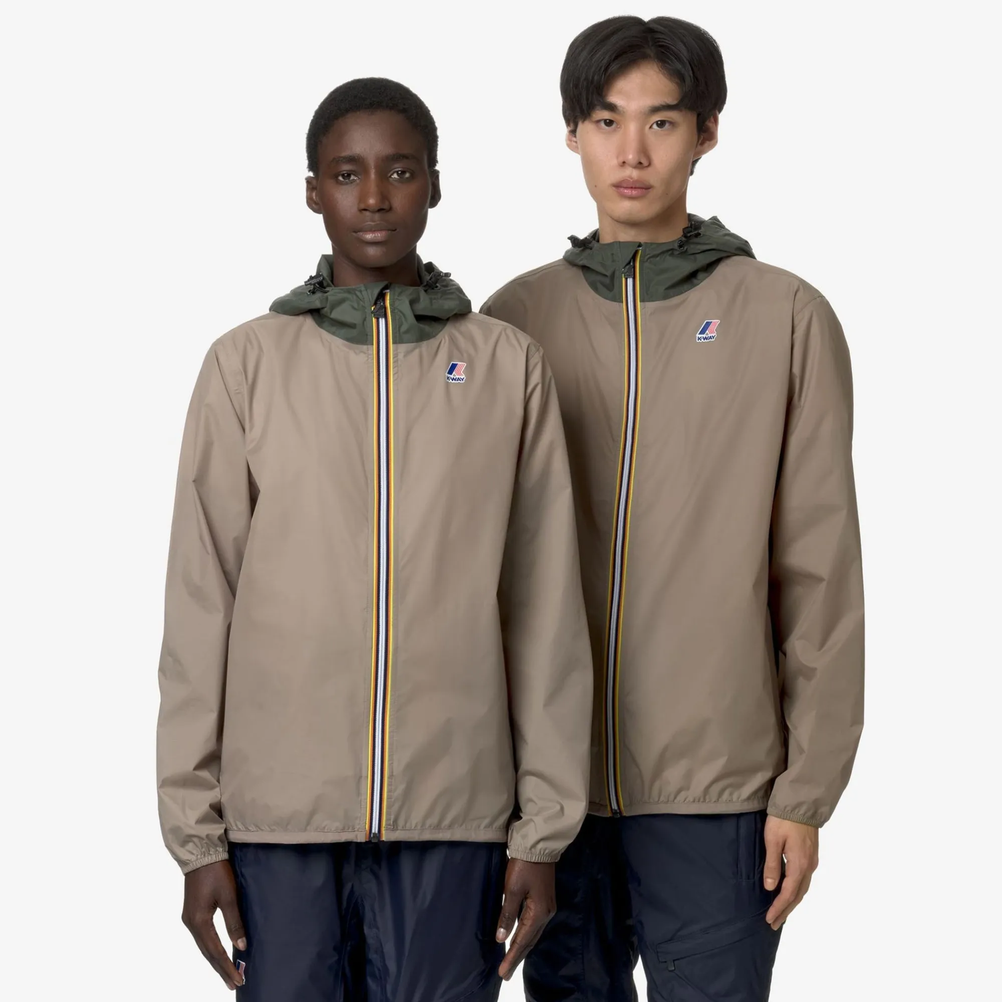 K-WAY Le Vrai 3.0 Claude - Jackets - Mid - Unisex - Beige Taupe-Green Blackish Shop