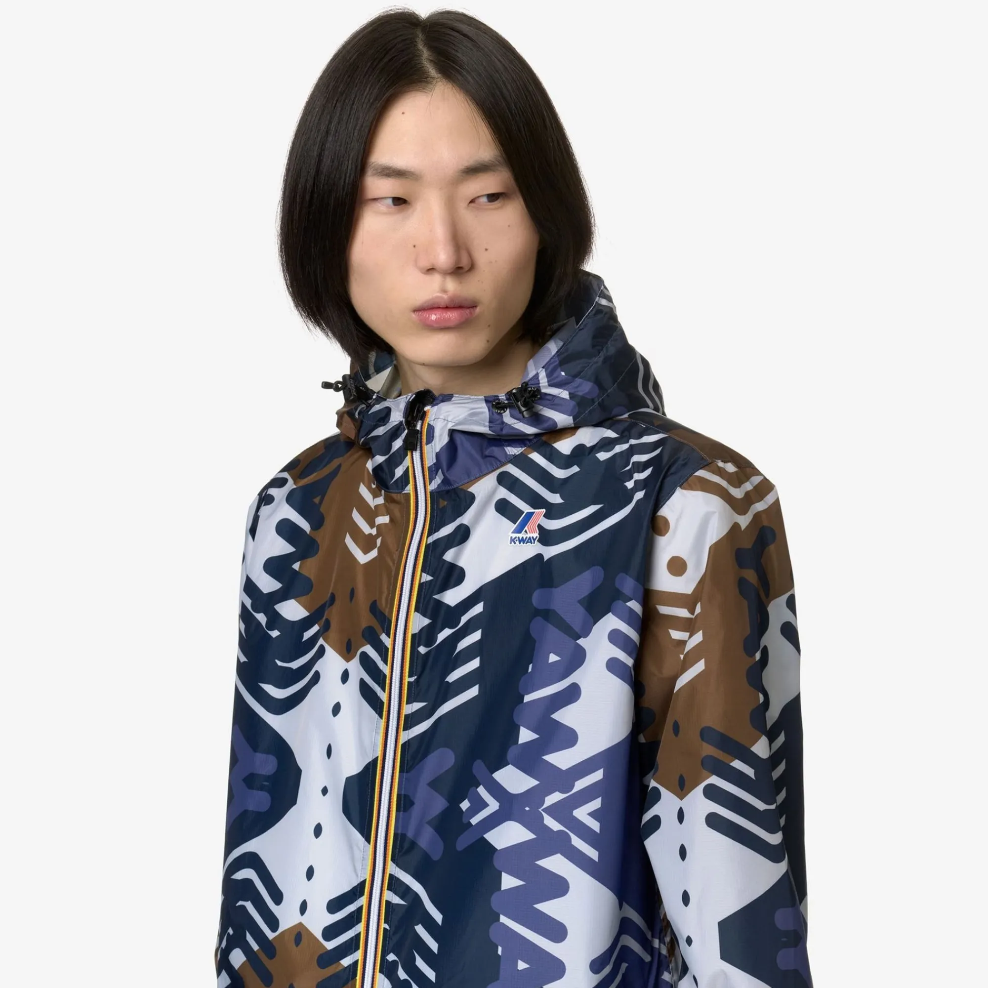 K-WAY Le Vrai 3.0 Claude Graphic - Jackets - Mid - Unisex - Logo Pattern Grey-Blu-Indigo-Corda Clearance