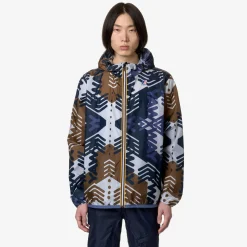 K-WAY Le Vrai 3.0 Claude Graphic - Jackets - Mid - Unisex - Logo Pattern Grey-Blu-Indigo-Corda Clearance
