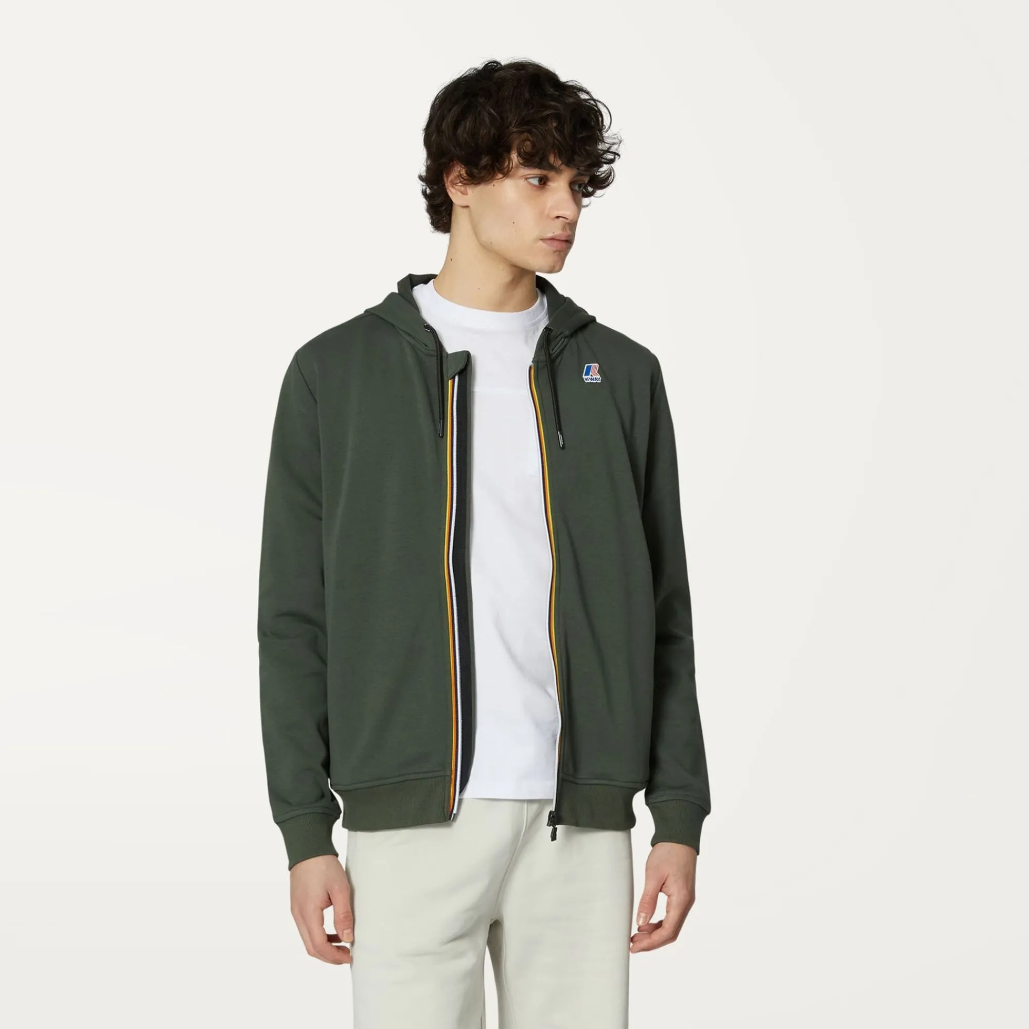 K-WAY Le Vrai Arnel Poly Cotton - Fleece - Jacket - Unisex - Green Blackish Clearance