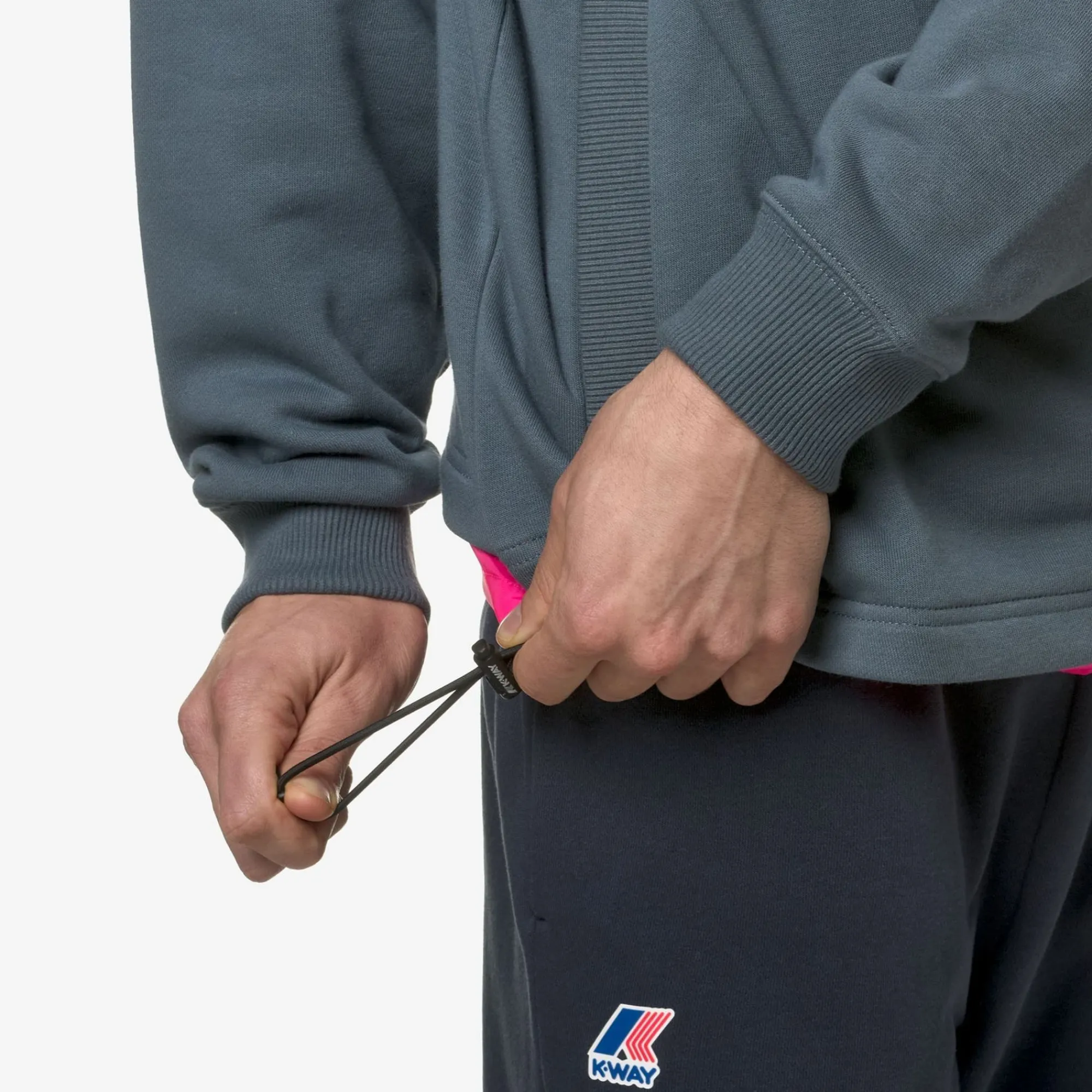 K-WAY Le Vrai Donatien Nylon Pc - Fleece - Jumper - Unisex - Grey Everest-Pink Intense Cheap