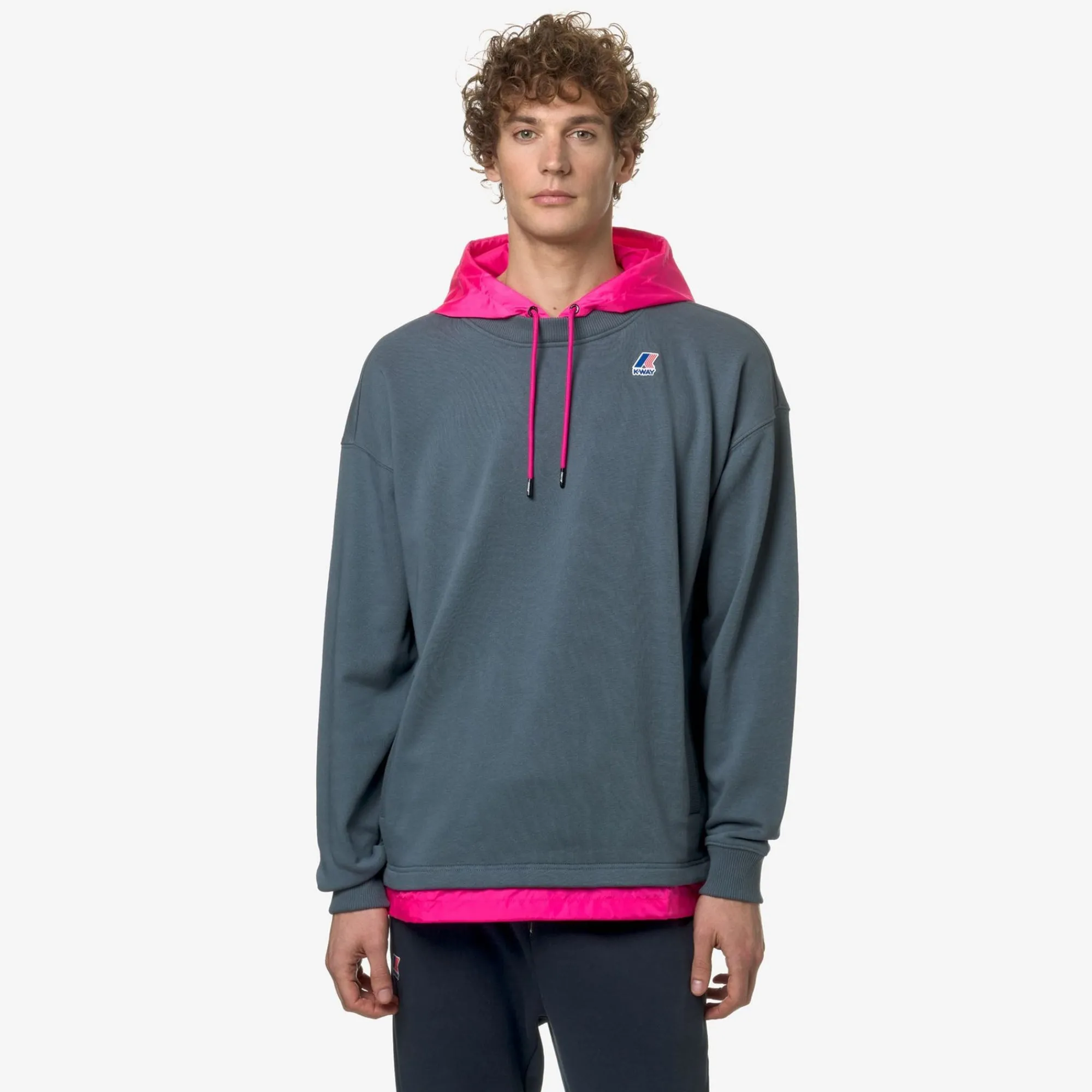 K-WAY Le Vrai Donatien Nylon Pc - Fleece - Jumper - Unisex - Grey Everest-Pink Intense Cheap