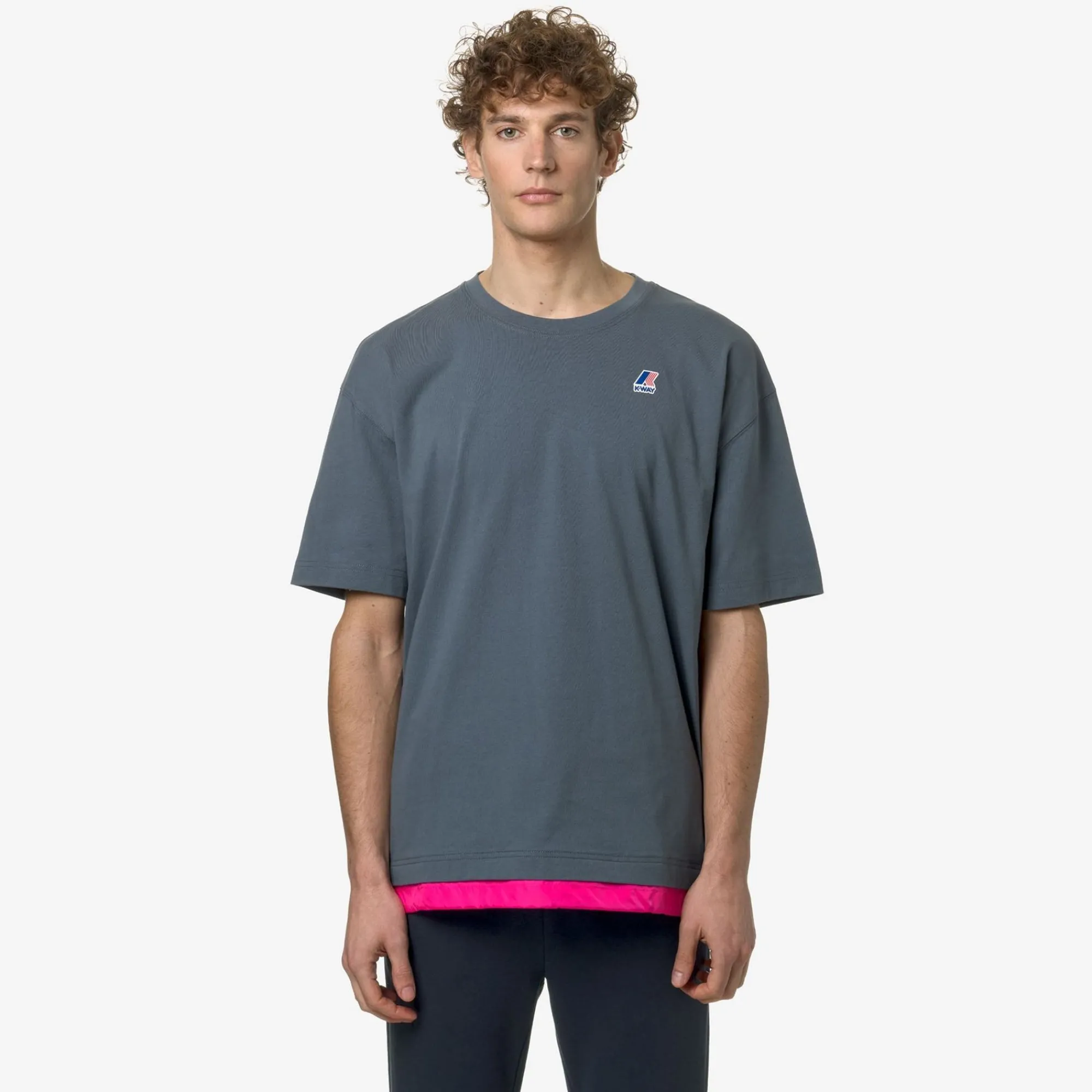K-WAY Le Vrai Serille Nylon Pc - T-Shirtstop - T-Shirt - Unisex - Grey Everest-Pink Intense Hot
