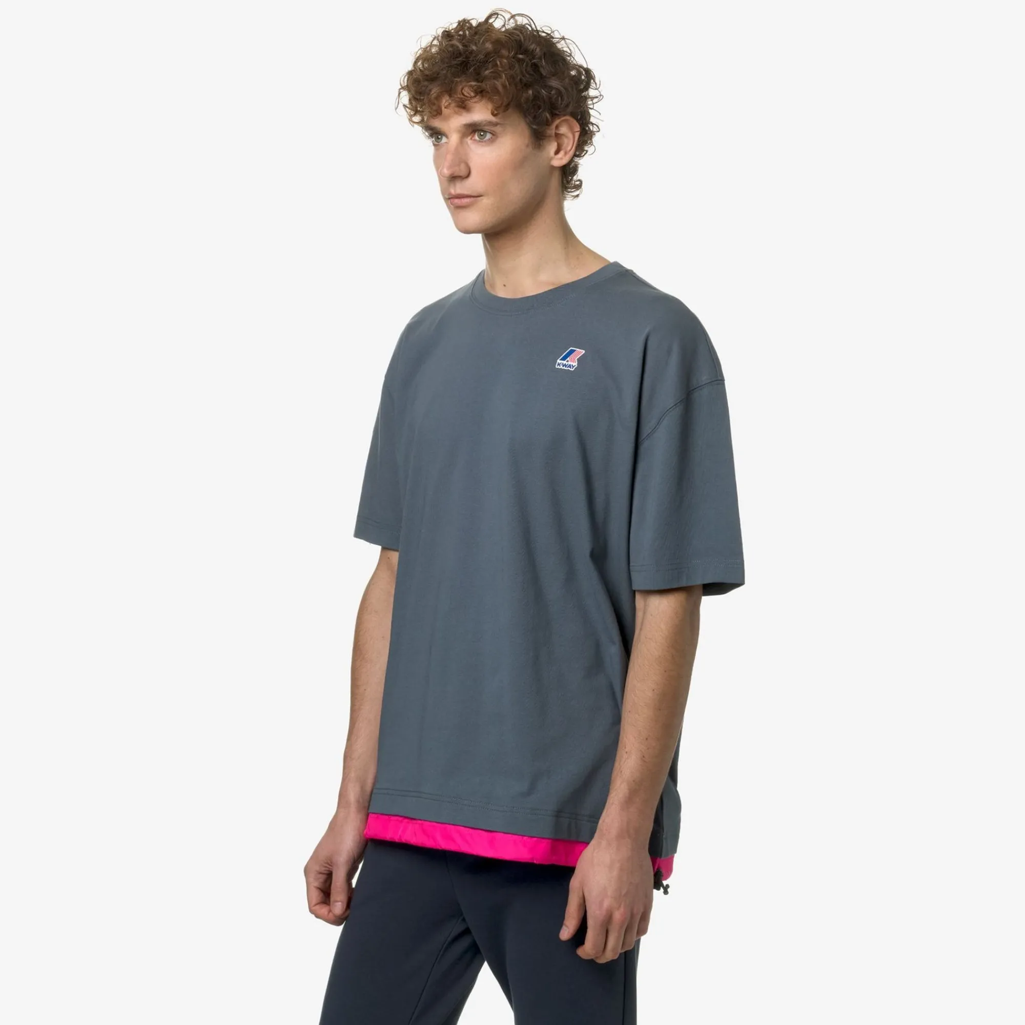 K-WAY Le Vrai Serille Nylon Pc - T-Shirtstop - T-Shirt - Unisex - Grey Everest-Pink Intense Hot