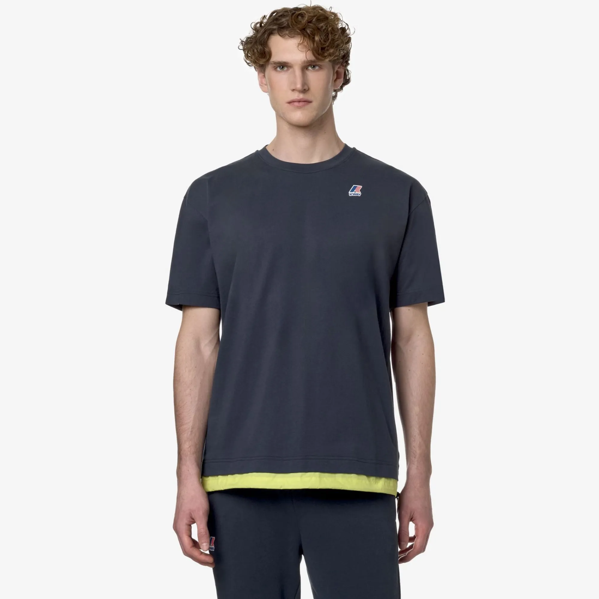 K-WAY Le Vrai Serille Nylon Pc - T-Shirtstop - T-Shirt - Unisex - Blue Depth-Green Celery Flash Sale