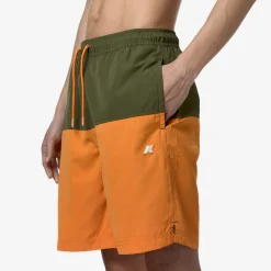 K-WAY Lenon - Bathing Suits - Swimming Trunk - Man - Green C-Orange M Discount