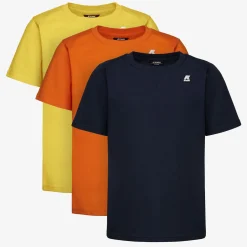 K-WAY P. Edwing Round Sleeves Three Pack - T-Shirtstop - T-Shirt - Boy - Blue D-Orange-Yellow Outlet