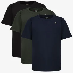 K-WAY P. Edwing Round Sleeves Three Pack - T-Shirtstop - T-Shirt - Boy - Blue D-Green Bl-Black Sale