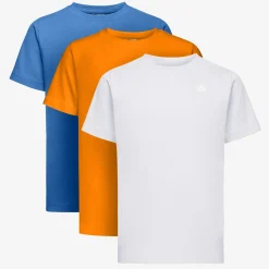 K-WAY P. Edwing Round Sleeves Three Pack - T-Shirtstop - T-Shirt - Boy - White-Orange Russet-Blue Ultramarine New