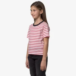 K-WAY P. Emeli Stripes - T-Shirtstop - T-Shirt - Girl - White-Pink D-Blue Fashion