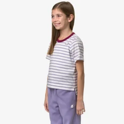 K-WAY P. Emeli Stripes - T-Shirtstop - T-Shirt - Girl - White-Violet Glicine-Red Dk Outlet