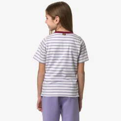K-WAY P. Emeli Stripes - T-Shirtstop - T-Shirt - Girl - White-Violet Glicine-Red Dk Outlet