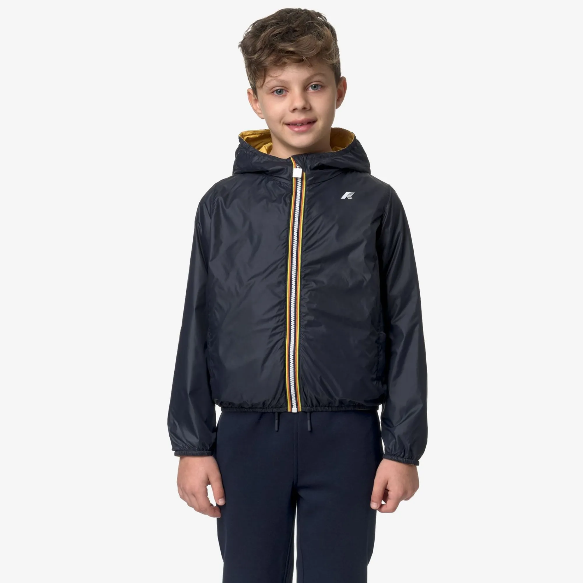 K-WAY P. Jake Plus.2 Reversible - Jackets - Short - Boy - Yellow Mimosa-Blue Depth Cheap