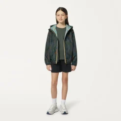 K-WAY P. Le Vrai 3.0 Claude Graphic - Jackets - Mid - Kid Unisex - Camo Green Blk Best Sale