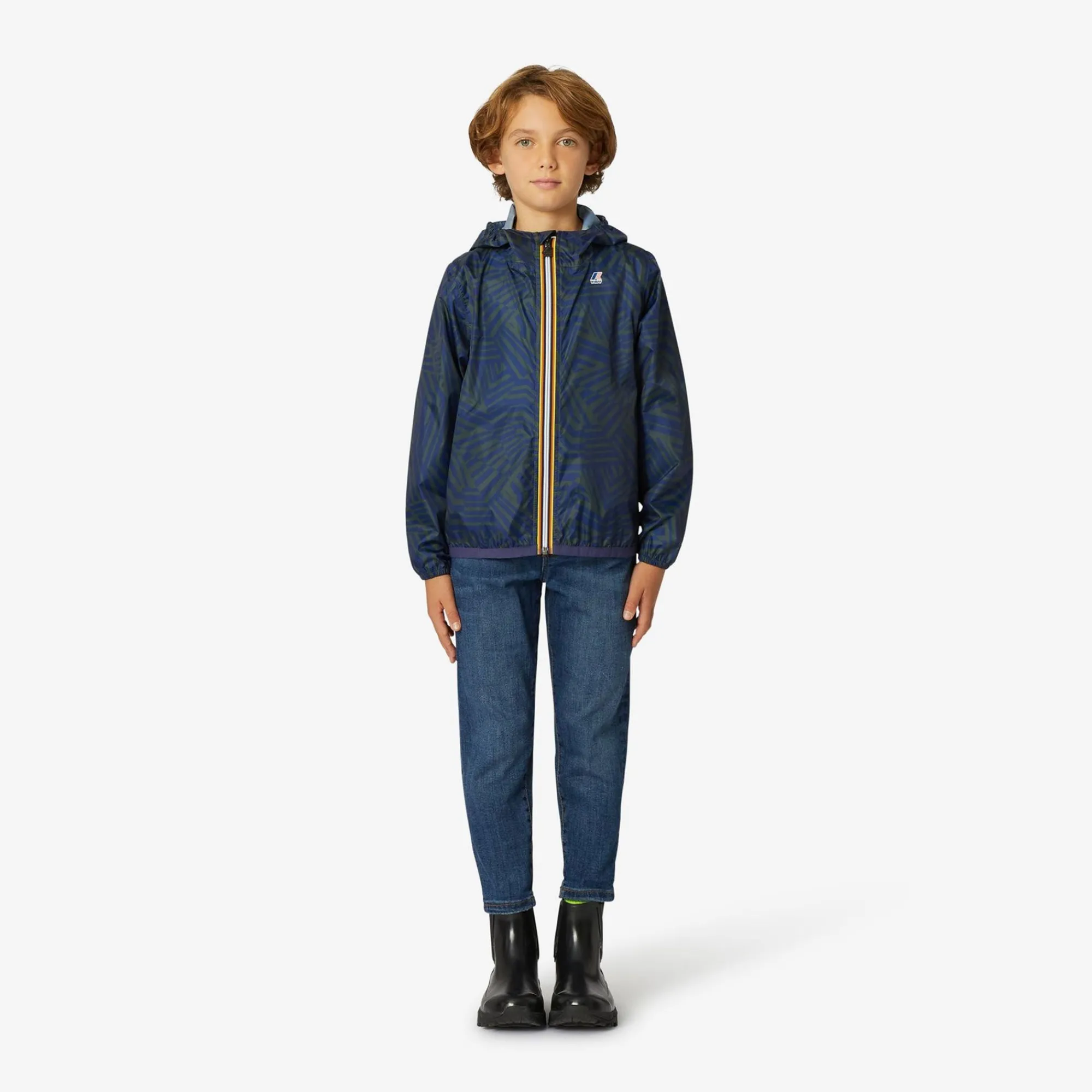 K-WAY P. Le Vrai 3.0 Claude Graphic - Jackets - Mid - Kid Unisex - Optical Green Blue New