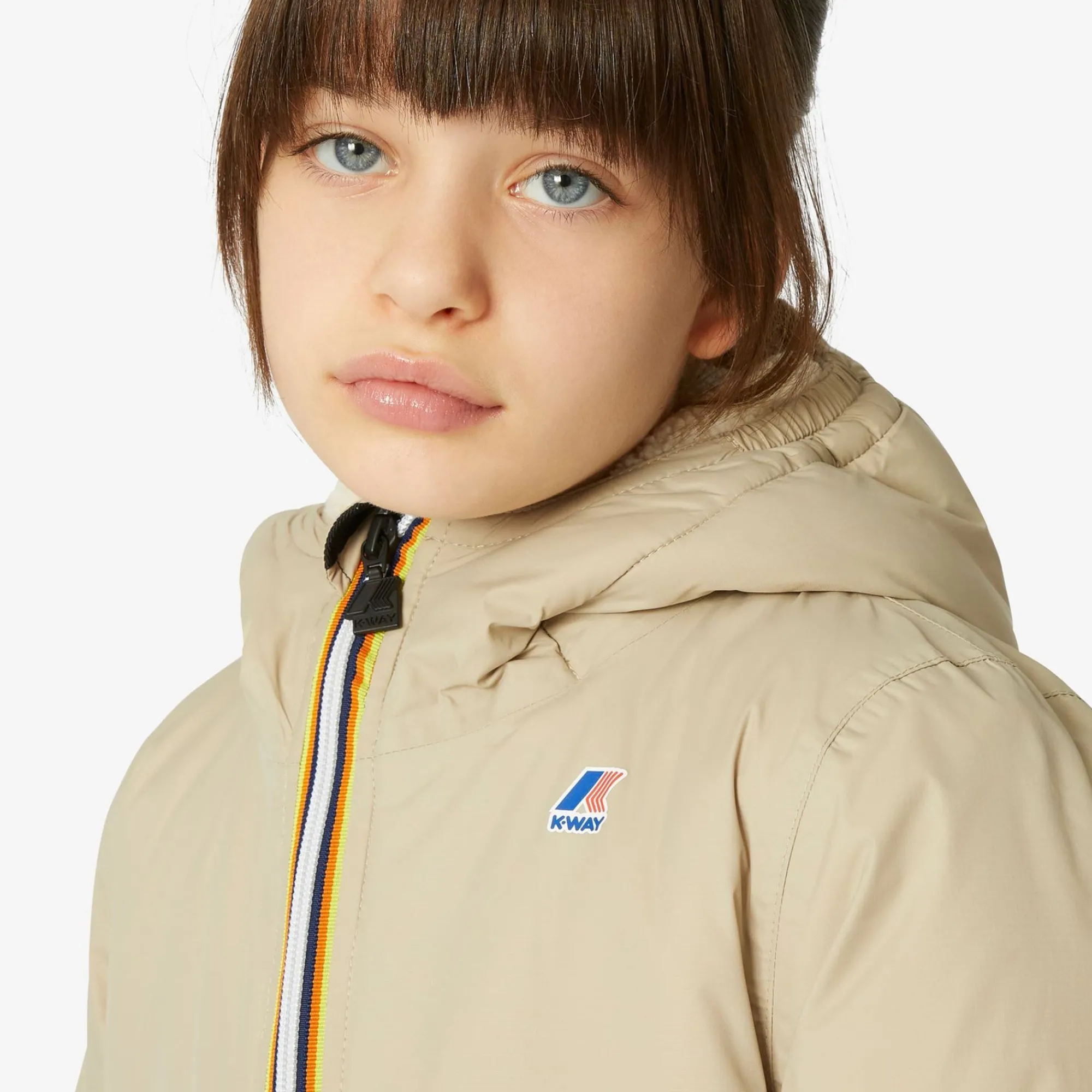 K-WAY P. Le Vrai 3.0 Eiffel Orsetto - Jackets - 3/4 Length - Kid Unisex - Ecru-Beige Grey Outlet