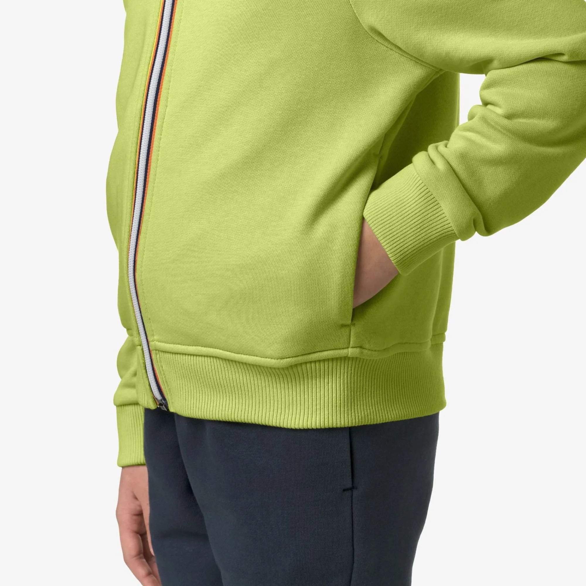 K-WAY P. Le Vrai Arnel Poly Cotton - Fleece - Jacket - Kid Unisex - Green Celery Clearance