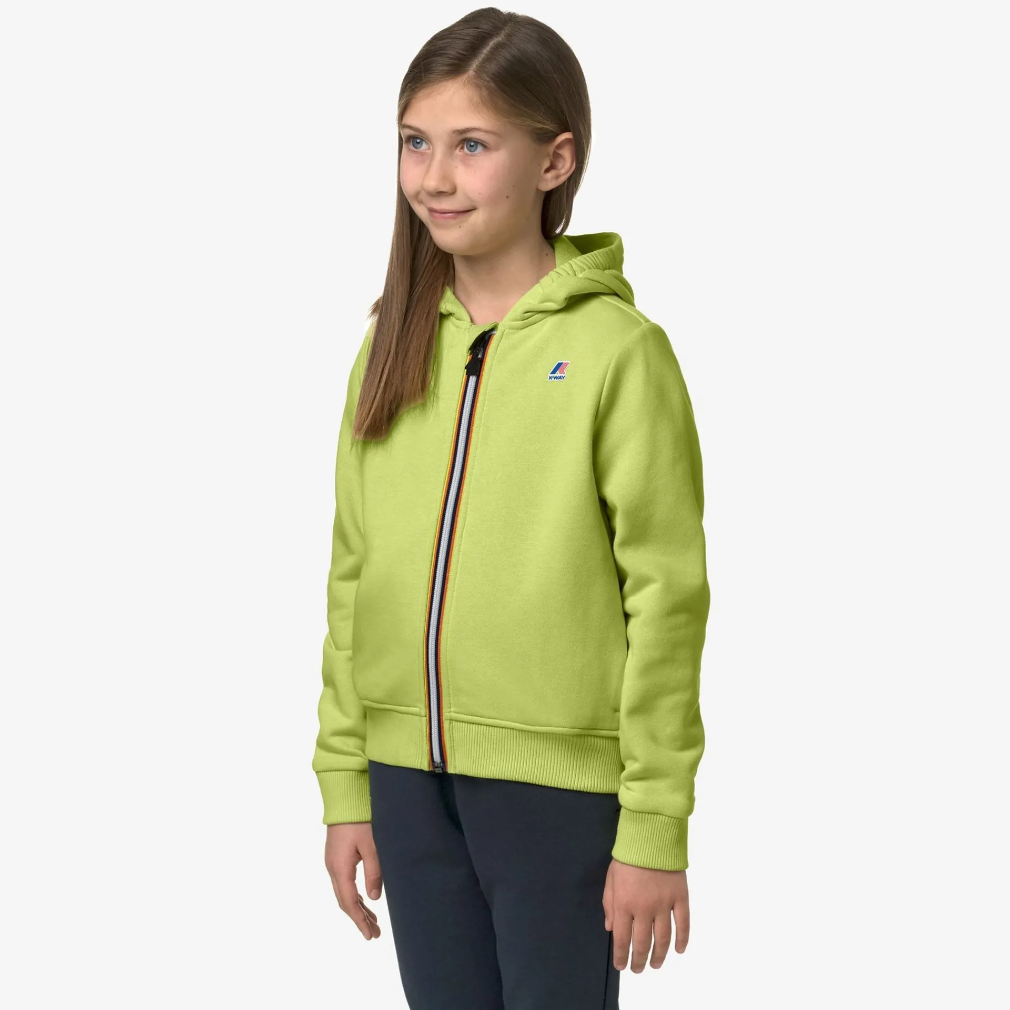 K-WAY P. Le Vrai Arnel Poly Cotton - Fleece - Jacket - Kid Unisex - Green Celery Clearance