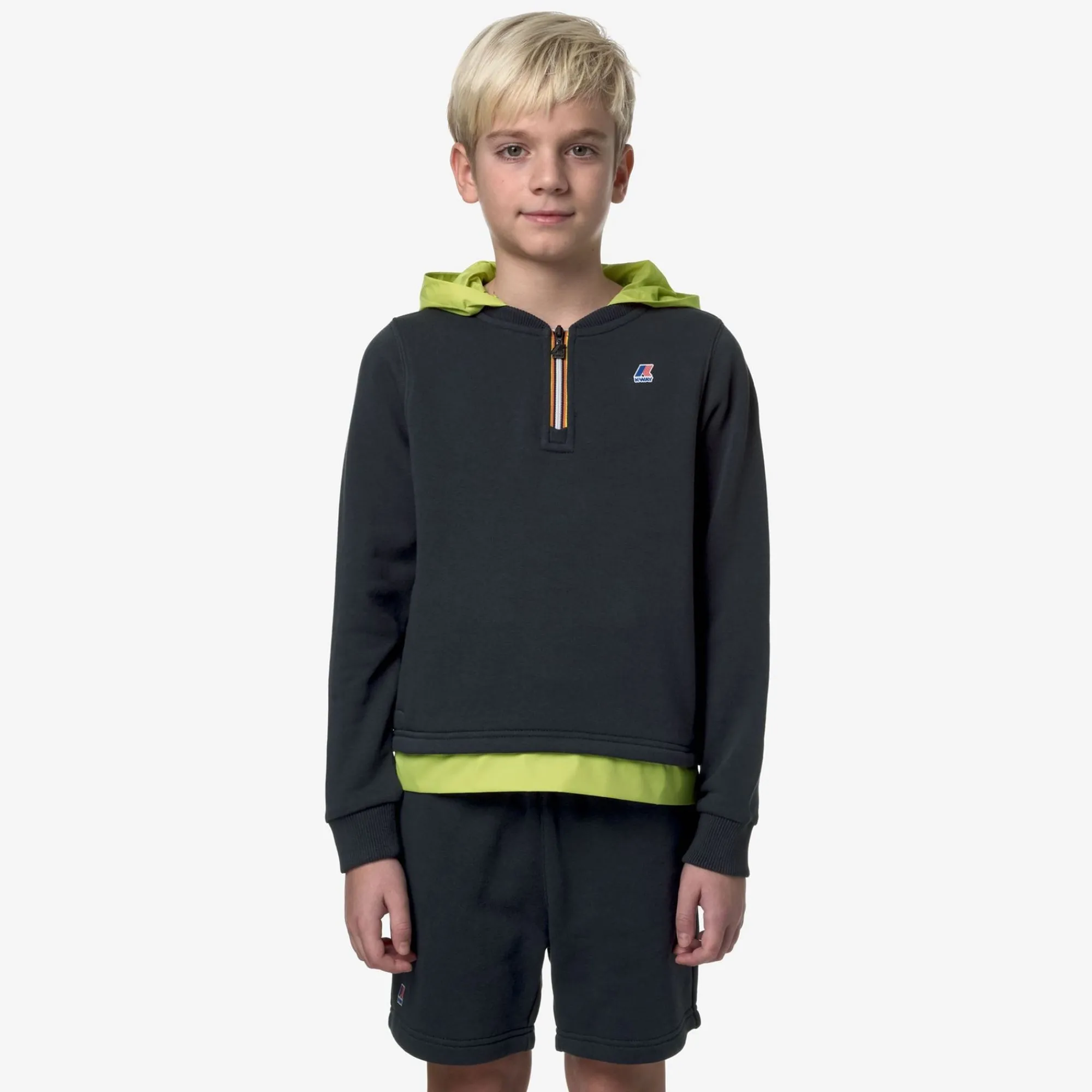 K-WAY P. Le Vrai Donat Nylon Pc - Fleece - Jumper - Boy - Blue Depth-Green Celery New