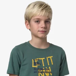 K-WAY P. Odom Let It Rain - T-Shirtstop - T-Shirt - Boy - Green Palm Hot
