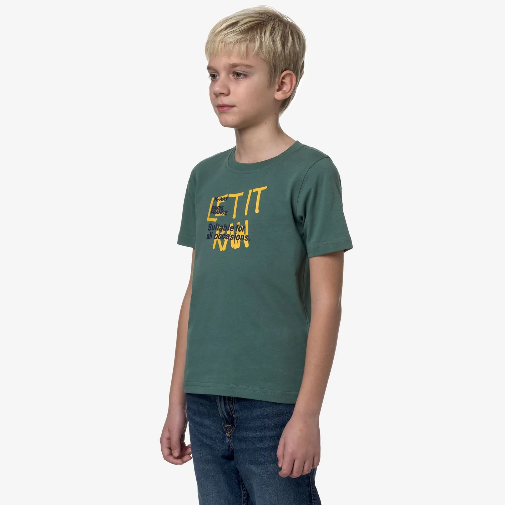 K-WAY P. Odom Let It Rain - T-Shirtstop - T-Shirt - Boy - Green Palm Hot
