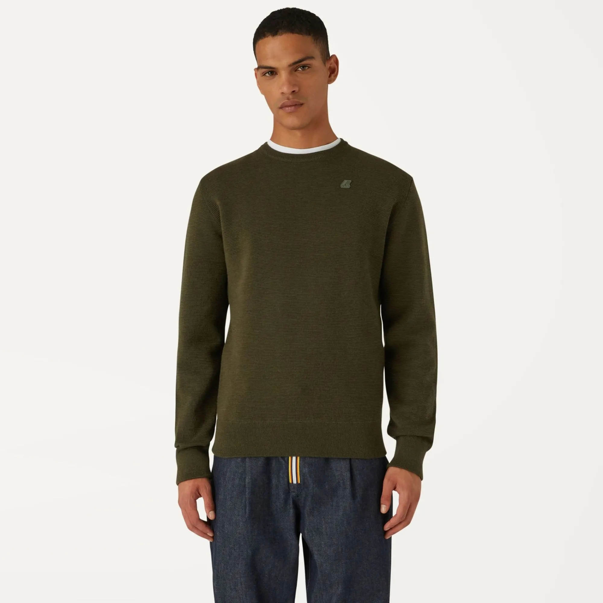 K-WAY Sebastien Easy Care - Knitwear - Pullover - Man - Green Blackish Best Sale
